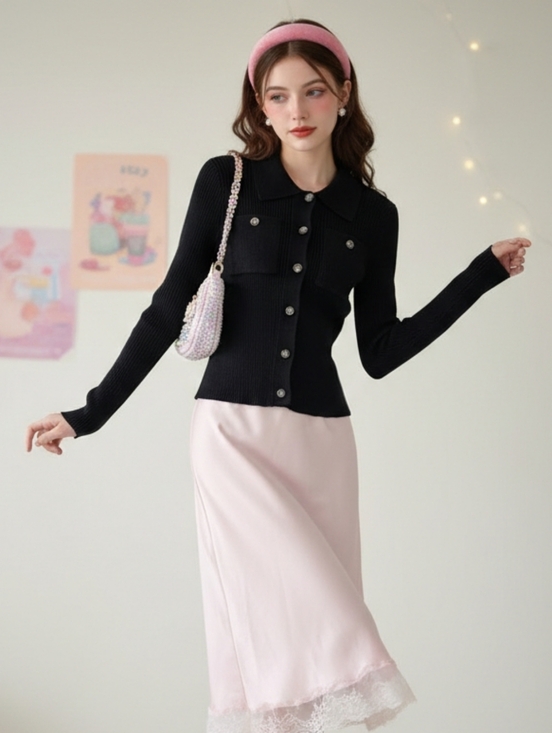 Truth By Republic Sweaters - Truth By Republic XS Vintage Y2K Coquette Romantic Ribbed Knit Crop Cardigan